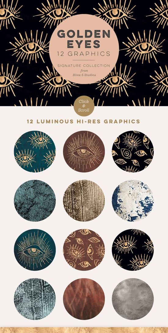 金色眼睛手图腾图形素材 Golden Eyes Hand