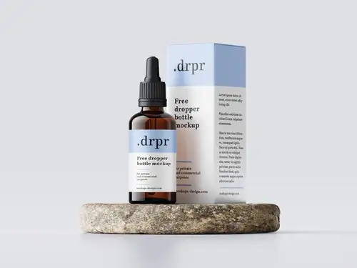 美容医疗精油滴管瓶包装设计样机PSD模板 Dropper Bottle Mockup 样机