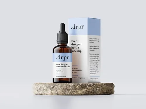 美容医疗精油滴管瓶包装设计样机PSD模板 Dropper Bottle Mockup