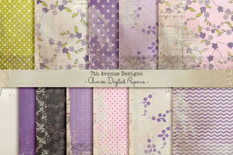 女性花卉背景纹理素材 Aimee Digital Papers