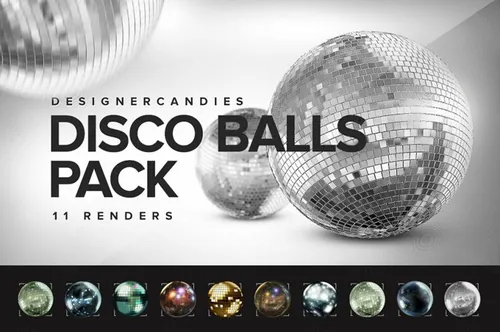 舞厅灯光球3D高清元素3D Disco Balls Pack