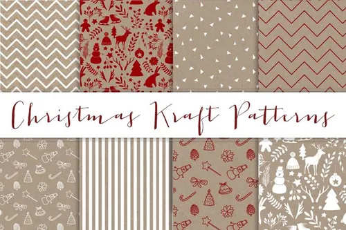 圣诞节背景纹理素材 Christmas Kraft patterns