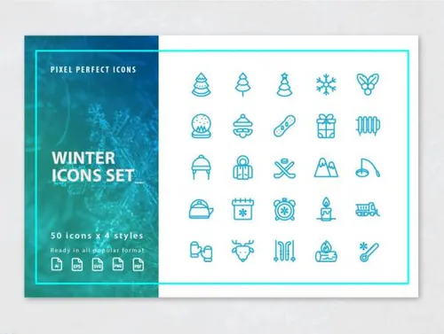 浪漫冬季图标集Winter Icons Set