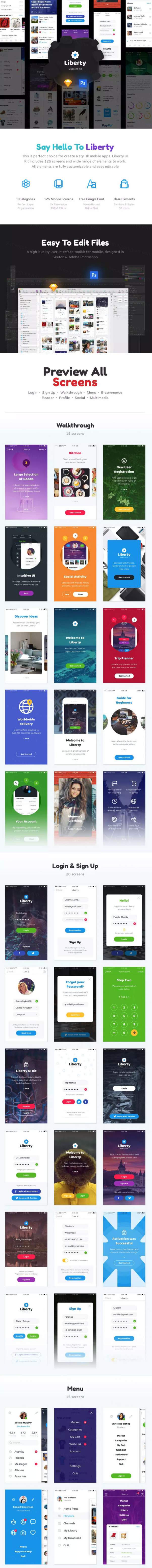 一套设计明快的多功能APP UI KITS套装下载[PSD,Sketc