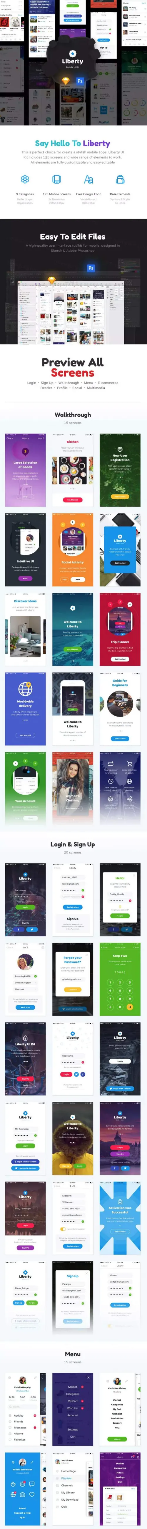 一套设计明快的多功能APP UI KITS套装下载[PSD,Sketc