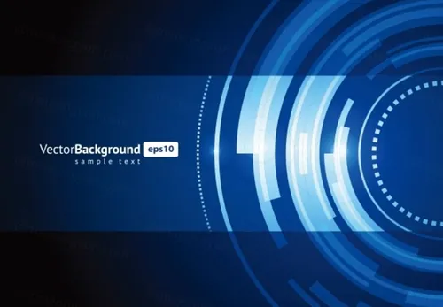 蓝色科技感光效抽象回溯技术圈矢量背景设计素材Vector background2
