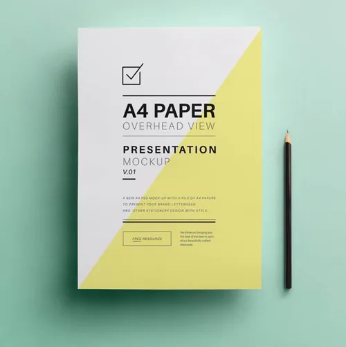 A4尺寸海报传单设计印刷效果图样机 Psd A4 Overhead Paper Mock-Up