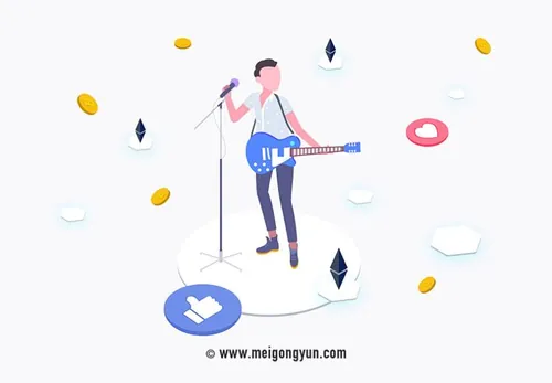 区块链元素唱歌图形插图矢量设计素材Blockchain Iso Graphic