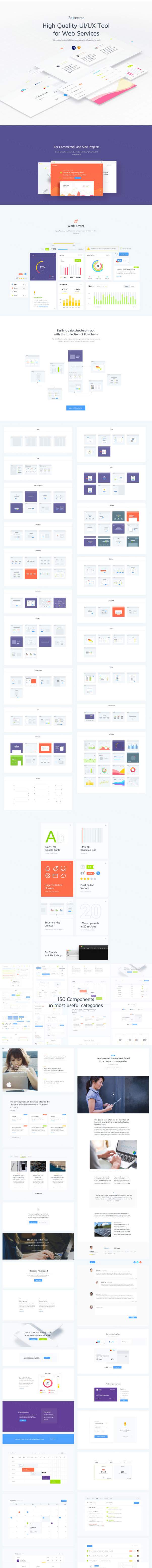 一套完整的带数据展示功能的UX/UI套装下载[PSD]