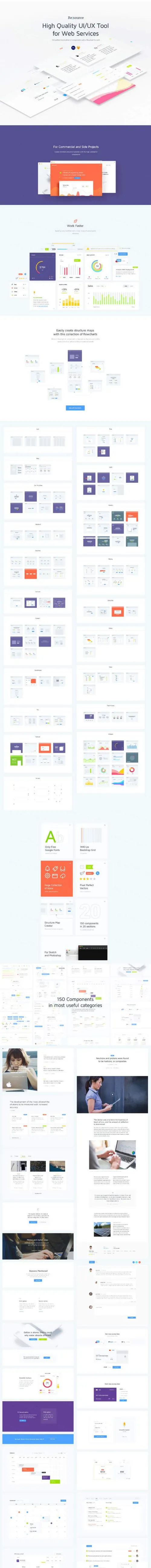 一套完整的带数据展示功能的UX/UI套装下载[PSD]