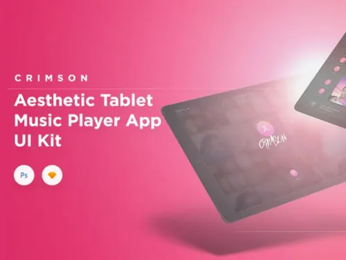 深红色音乐创作者平板电脑音乐应用程序UI套件工具包Crimson UI Kit