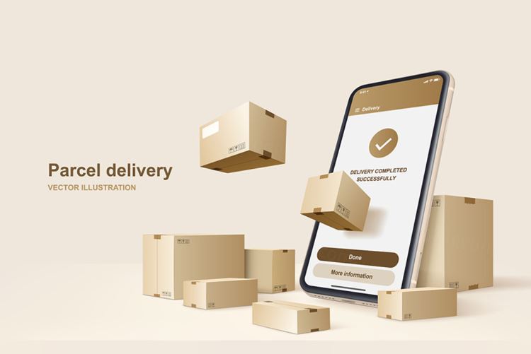 高质量包裹物流快递服务通知矢量插画素材 Parcel delivery
