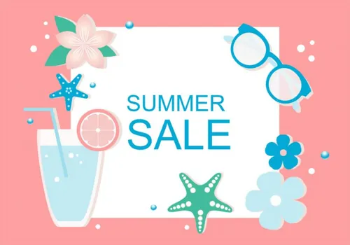 夏季促销平面矢量海报Flat Design Vector Summer Sale