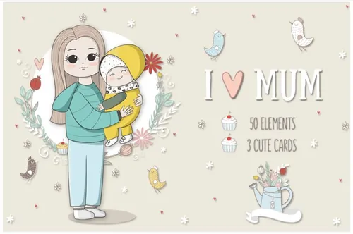 I love mom. Vector illustratio