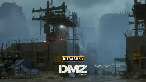 高质量末日求生游戏军事废墟战争隔离区补给站战争场景3D模型素