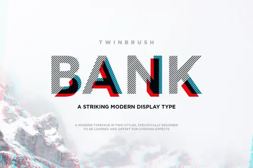 现代几何线条分层设计英文海报品牌设计装饰字体 Bank ty