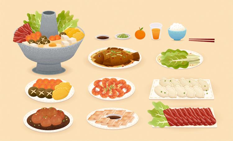 2023年中国年春节农历兔年东方传统佳节新年除夕年夜饭团圆饭