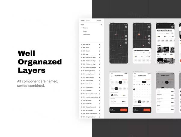 理发店和美容院在线预订平台APP UI套件