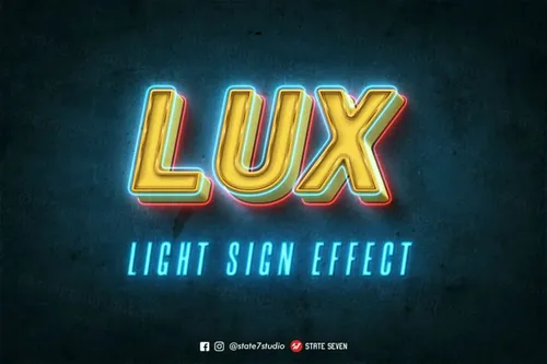 时尚霓虹灯文字效果PSD模版 Stylish Light Text Effect For Designers