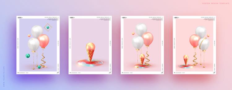 高质量情人节七夕三八妇女节气球节日庆祝礼品卡贺卡传单横幅海报