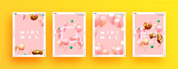 高质量情人节七夕三八妇女节气球节日庆祝礼品卡贺卡传单横幅海报