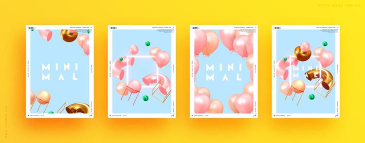 高质量情人节七夕三八妇女节气球节日庆祝礼品卡贺卡传单横幅海报