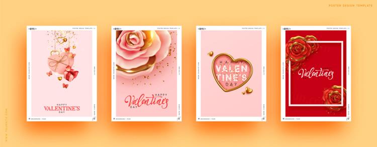 高质量情人节七夕三八妇女节气球节日庆祝礼品卡贺卡传单横幅海报