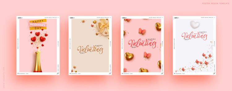 高质量情人节七夕三八妇女节气球节日庆祝礼品卡贺卡传单横幅海报