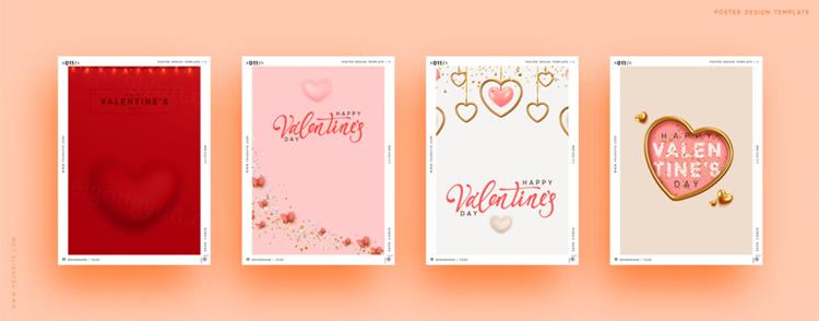 高质量情人节七夕三八妇女节气球节日庆祝礼品卡贺卡传单横幅海报