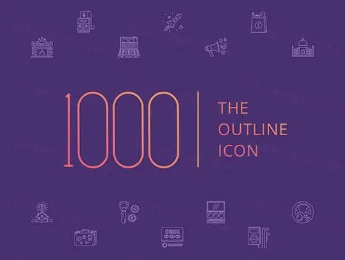 1000+不同类别的独特填充轮廓矢量图标集The Outline Icon