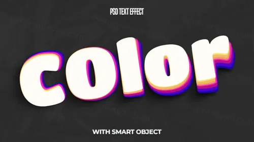 高质量迷幻彩错位3D立体文字特效PSD模板素材 Color