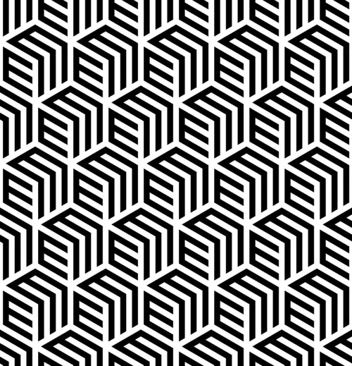 抽象几何立体方块盒子黑白矢量图案