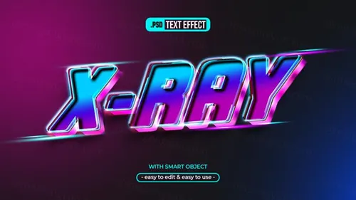 高质量速度3D光效立体文字特效PSD模板素材 X-ray t