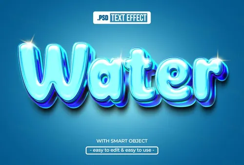 高质量3D立体文字特效PSD模板素材 Water text