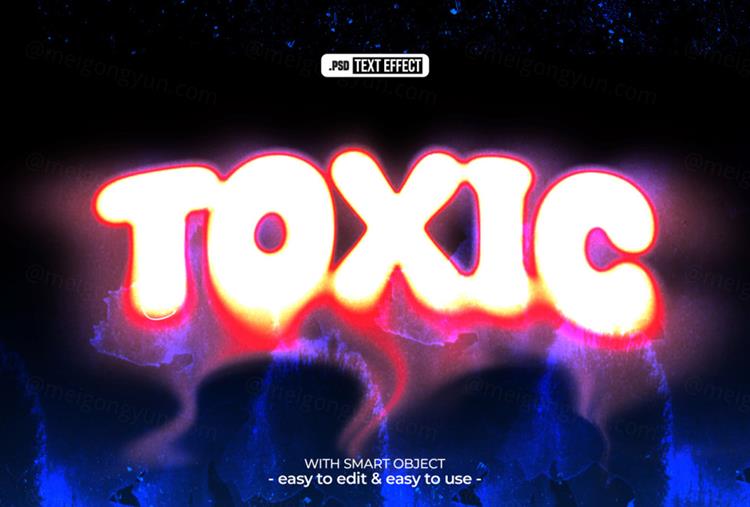 高质量酸性艺术迷幻液化流体文字特效PSD模板素材 Melti