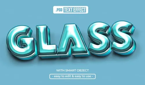 高质量3D立体文字特效PSD模板素材 Glass edita