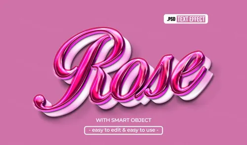 高质量紫色金属3D立体文字特效PSD模板素材 Rose ed