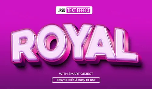 高质量紫色金属3D立体文字特效PSD模板素材 Royal e