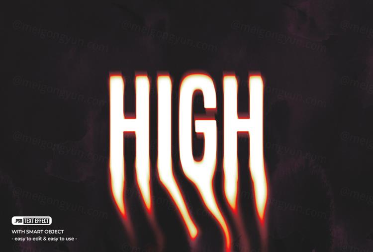 高质量酸性艺术迷幻液化流体文字特效PSD模板素材 Melti