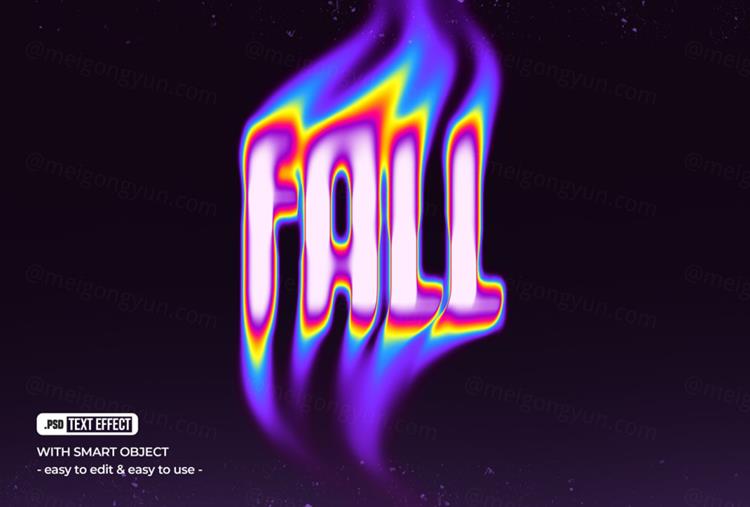 高质量酸性艺术迷幻液化流体文字特效PSD模板素材 Melti