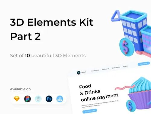 3D立体电商支付界面元素图标（第二部分）3D Elements Kit