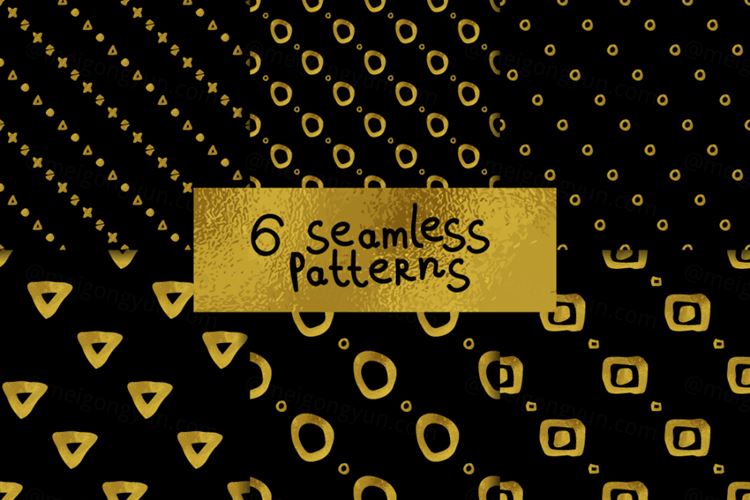 无缝拼接金色手绘图案背景矢量素材