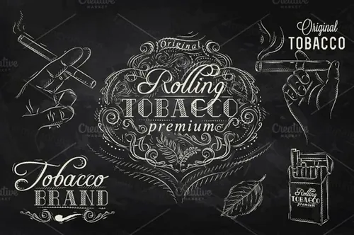 复古烟草黑板粉笔画 Tobacco vintage