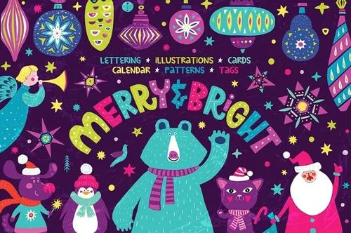 欢乐时光可爱手绘圣诞元素合集 MERRY  BRIGHT