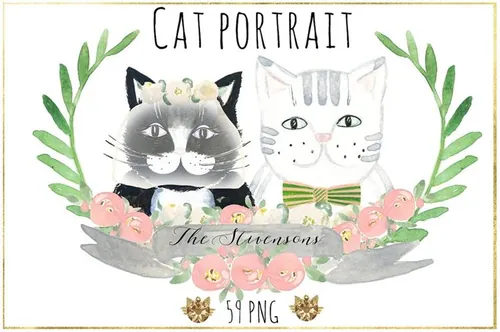 可爱猫猫水彩插画 Cat portrait creator