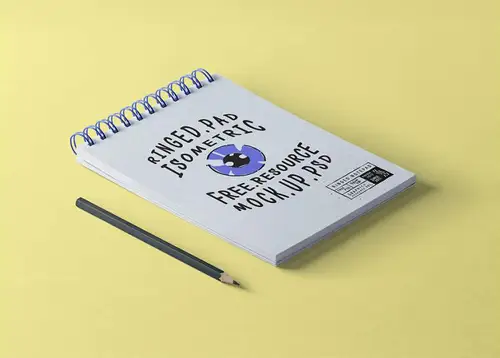 螺旋圈记事本模型PSD贴图模板Psd Ringed Notepad Mockup #025