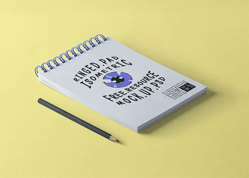 螺旋圈记事本模型PSD贴图模板Psd Ringed Notepad Mockup
