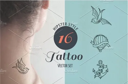 时尚风格纹身矢量图形 Hipster Style Tatto