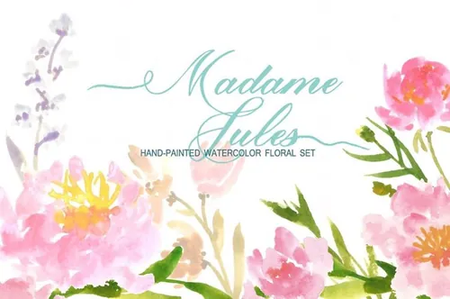 水彩艺术花卉元素插画 Madame Jules Waterc