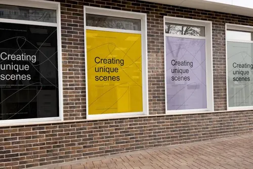 户外街头玻璃橱窗广告海报设计贴图展示样机模板 Adverti